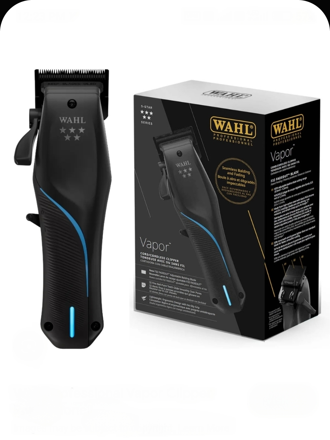 ماشین اصلاح وال مدل ویپر WAHL VAPOR اصل سفارش مخصوص آمریکا(اِشانتیون برس فید کردن، بهمراه یک برس فید مسواکی)