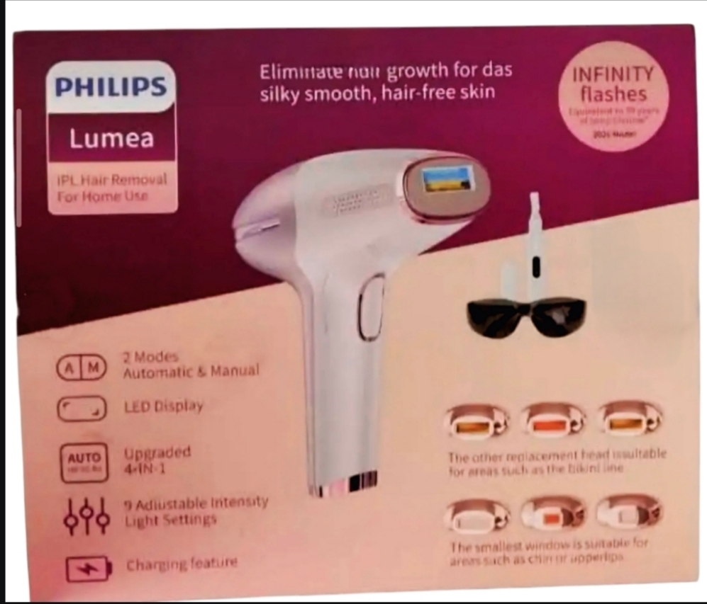 لیزر خانگی فیلیپس مدل Lumea IPL Hair Remova شات نامحدود (با 6 عدد سر ) اصل اورجینال